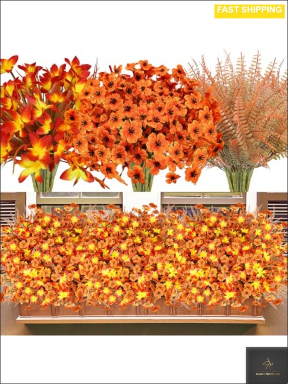 64Pc Faux Fall Flowers UV Resistant Outdoor Artificial Plants Porch Patio Decor